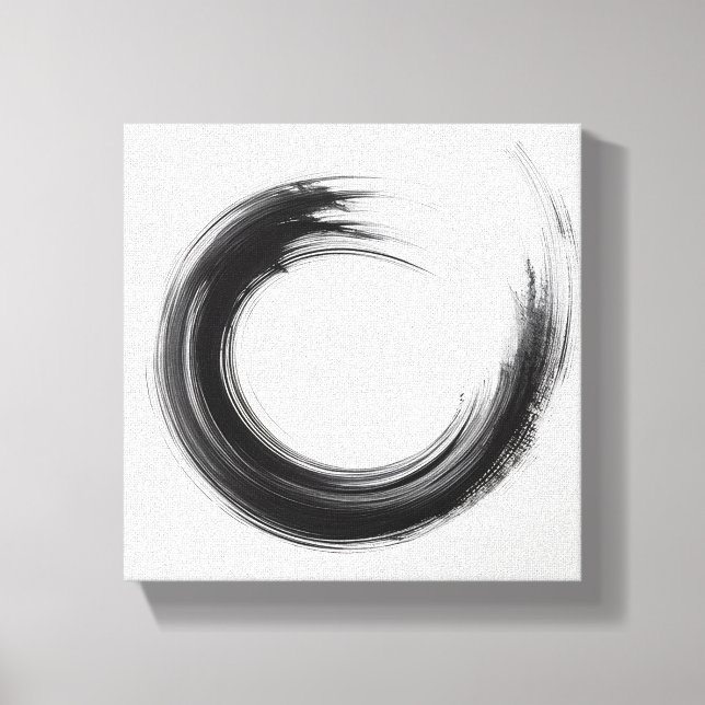 Modern Minimalist Abstract Circle Art - Bold Black Canvas Print (Front)
