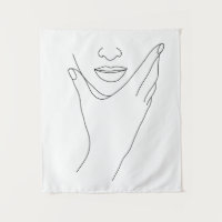 Modern Minimalist Abstract Face Line Art Drawing