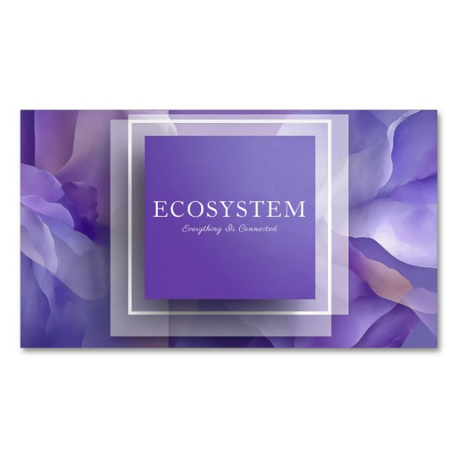 Modern Minimalist Abstract Floral Purple Magnetic Business Card (Front)