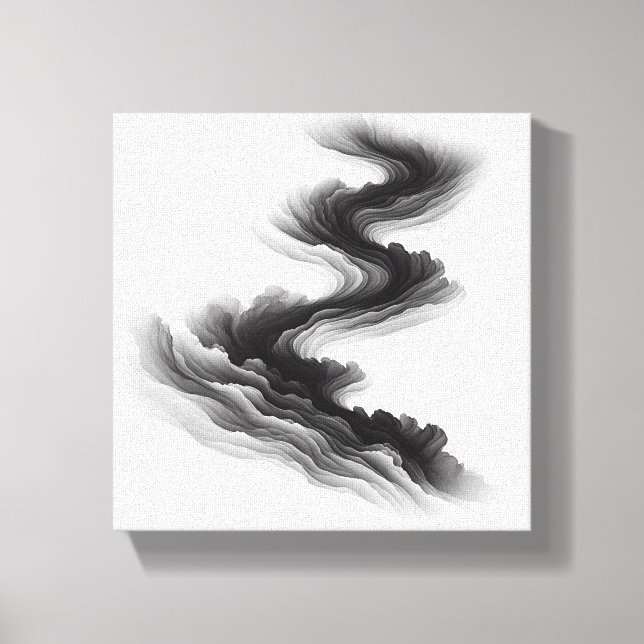 Modern Minimalist Abstract Layered Flow - Smoke  Canvas Print (Front)