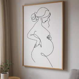 Modern Minimalist Abstract Line Art Drawing Poster