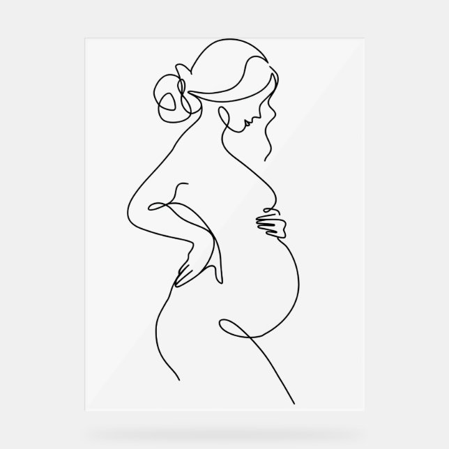 Modern Minimalist Abstract Line Art Drawing Poster (Front)