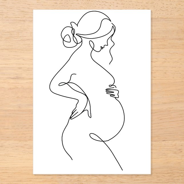 Modern Minimalist Abstract Line Art Drawing Poster Acrylic Invitations (Front)