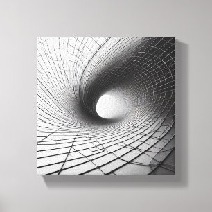 Modern Minimalist Abstract Wireframe Tunnel - 3D  Canvas Print
