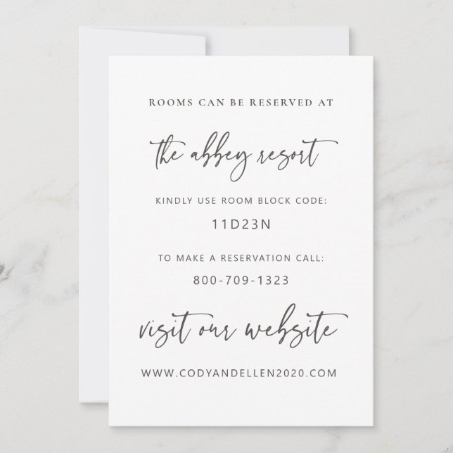 Modern Minimalist Accommodation Card (Front)