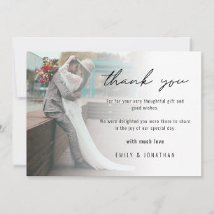 Modern Minimalist Add Photo Wedding Photo Thank You Card