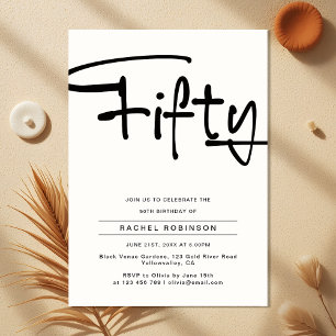 Modern Minimalist Adult Fifty 50th Birthday Party Invitation
