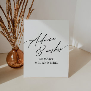 Modern Minimalist Advice and Wishes Wedding Sign