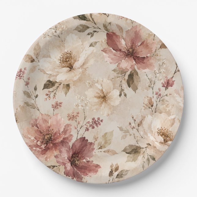 Modern Minimalist Aesthetic Nature Artwork Paper Plate (Front)