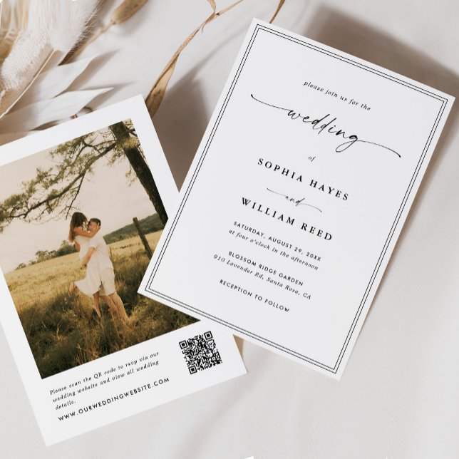 Modern Minimalist All In One QR Code Photo Wedding Invitation (Creator Uploaded)