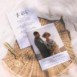 Modern Minimalist All In One QR Code Photo Wedding Invitation<br><div class="desc">An elegant all-in-one wedding invitation featuring a custom photo. The front of this card features a proposal, engagement, or photoshoot portrait of the couple, with their names, wedding date, and venue details written below in delicate black typography. The front serves as a save-the-date reminder. The back of the card has...</div>