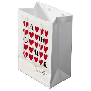 Modern Minimalist Amour Heart Valentine's Day Medium Gift Bag