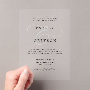 Modern Minimalist Ampersand Wedding Acrylic Invitations