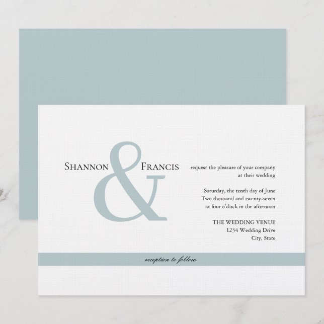 Modern Minimalist Ampersand Wedding Invitation (Front/Back)