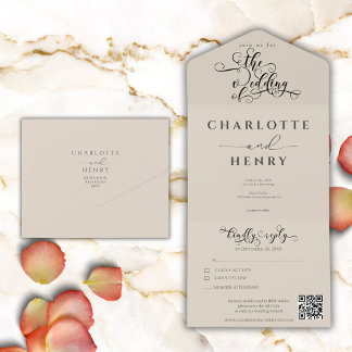 Modern Minimalist and Elegant  QR Code Wedding All In One Invitation