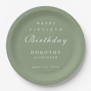Modern Minimalist ANY Milestone Adult Birthday Paper Plate