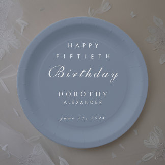 Modern Minimalist ANY Milestone Adult Birthday Paper Plate