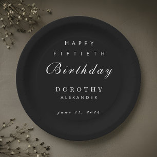 Modern Minimalist ANY Milestone Adult Birthday Paper Plate