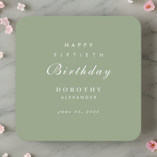 Modern Minimalist ANY Milestone Adult Birthday Square Paper Coaster