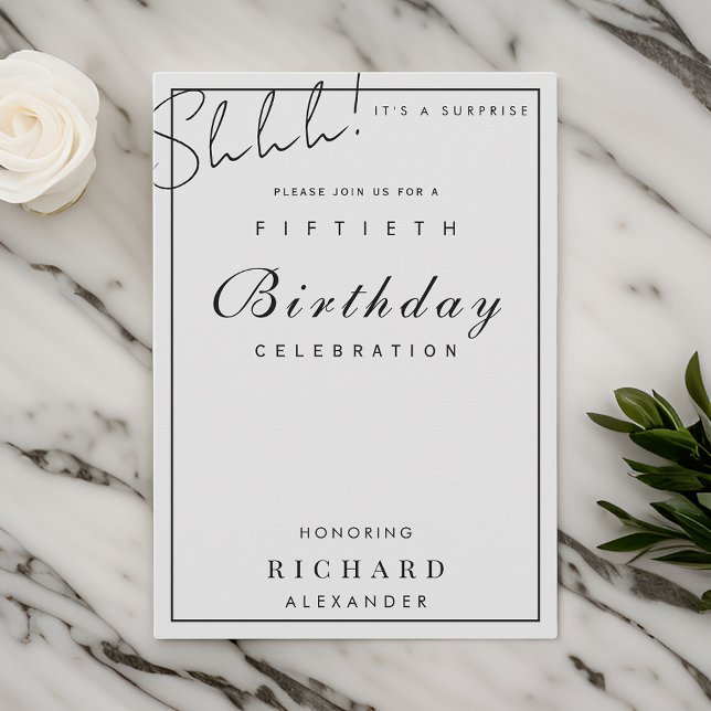 Modern Minimalist ANY Milestone Surprise Birthday Invitation (Creator Uploaded)