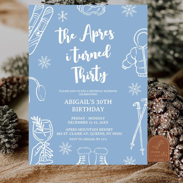 Modern Minimalist Apres Ski Birthday Weekend  Invitation (Creator Uploaded)