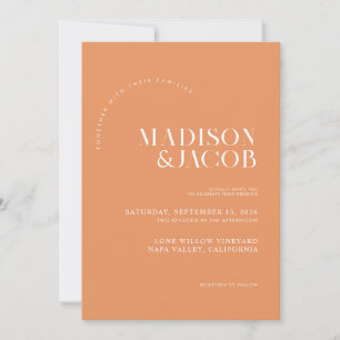 Modern Minimalist Apricot Crush Wedding Invitation
