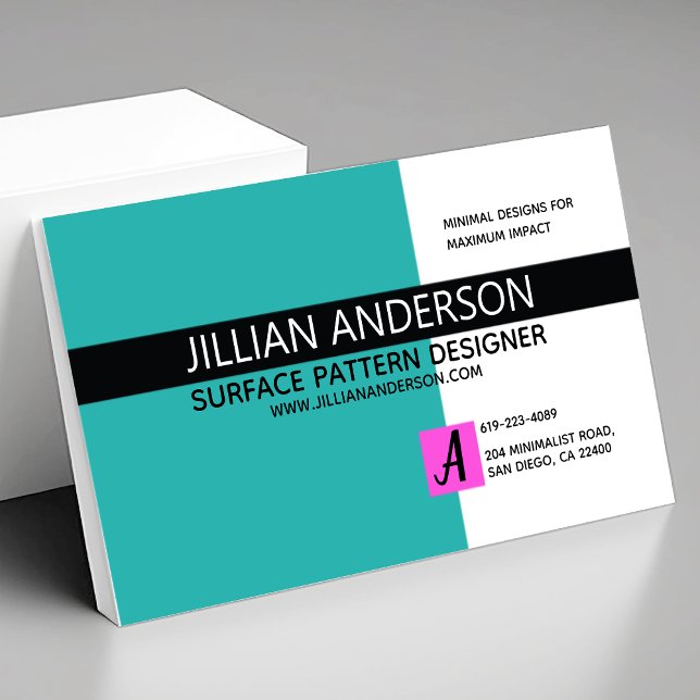 Modern Minimalist Aqua Black Business Card (Creator Uploaded)