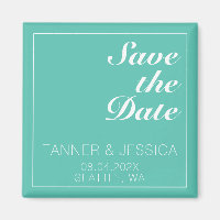 Modern Minimalist Aqua & White Save The Date  
