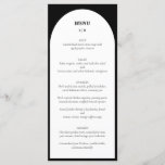 Modern Minimalist Arch Black White Wedding Menu<br><div class="desc">This beautiful wedding menu features an arch design and a striking black and white colour scheme. The bold typography adds a touch of sophistication, while the monogram adds a personal touch. The menu is printed on high-quality paper, ensuring that it will hold up well against handling and spills. Use it...</div>