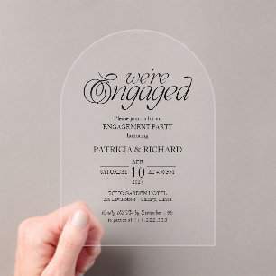 Modern Minimalist Arch Engagement Party Acrylic Invitations