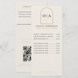 Modern Minimalist Arch Gold Hair Price Services Menu