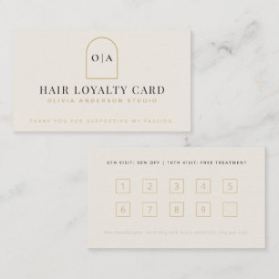 Modern Minimalist Arch Gold Hair Stylist Loyalty Card