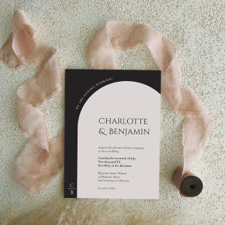 Modern Minimalist Arch Monogram Wedding Invitation