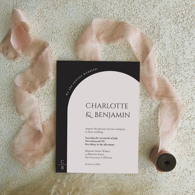 Modern Minimalist Arch Monogram Wedding Invitation (Creator Uploaded)