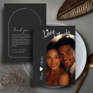 Modern Minimalist Arch Photo Elegant Wedding Thank You Card