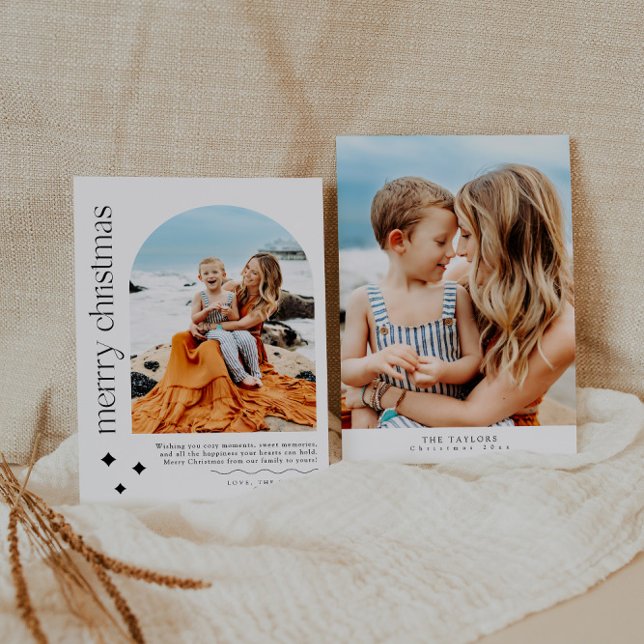 Modern Minimalist Arch Photo Family Christmas Card (Creator Uploaded)