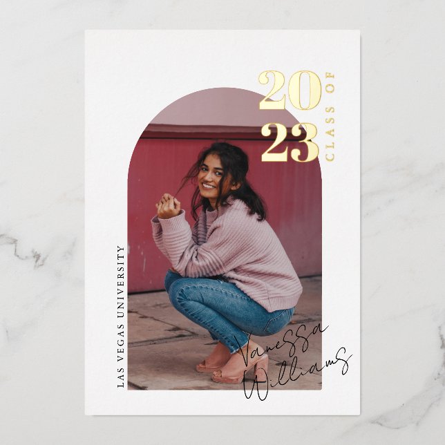 Modern Minimalist Arch Photo Graduation Party  (Front)