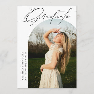 Modern Minimalist Arch Photo Graduation Party Invi Invitation