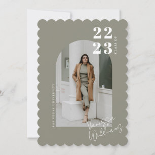 Modern Minimalist Arch Photo Graduation Party Invitation