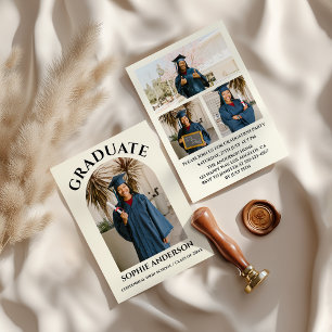 Modern Minimalist Arch Photo Graduation Party Invitation