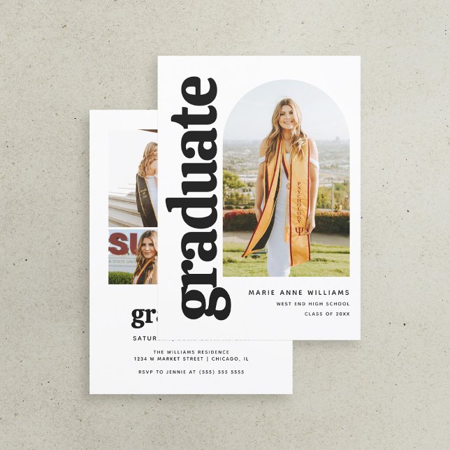 Modern Minimalist Arch Photo Graduation Party Invitation (Creator Uploaded)