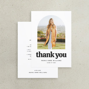 Modern Minimalist Arch Photo Graduation Thank You Card