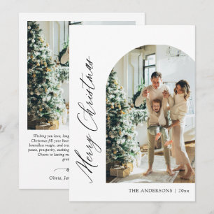 Modern Minimalist Arch Photo Merry Christmas Holiday Card