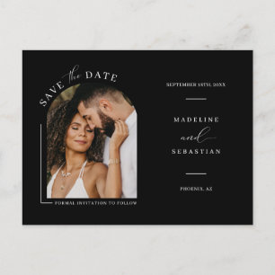 Modern Minimalist Arch Photo QR Code Save the Date Postcard