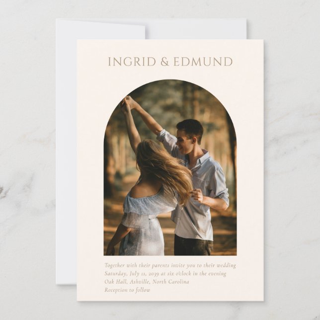 Modern Minimalist Arch Photo Wedding Invitation (Front)