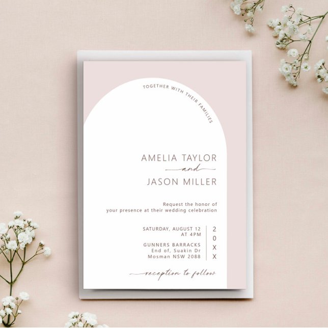 Modern minimalist arch photo wedding invitation (Creator Uploaded)