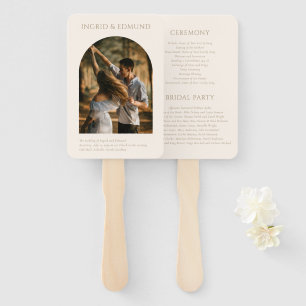 Modern Minimalist Arch Photo Wedding Program Hand Fan