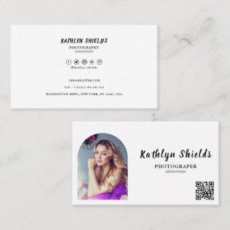 Modern minimalist Arch Script Photography Business Card