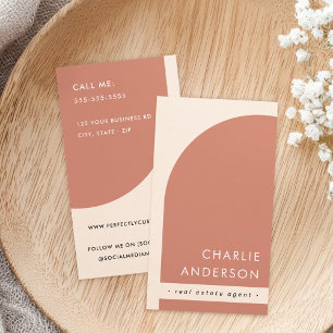Modern minimalist arch terracotta brown business card
