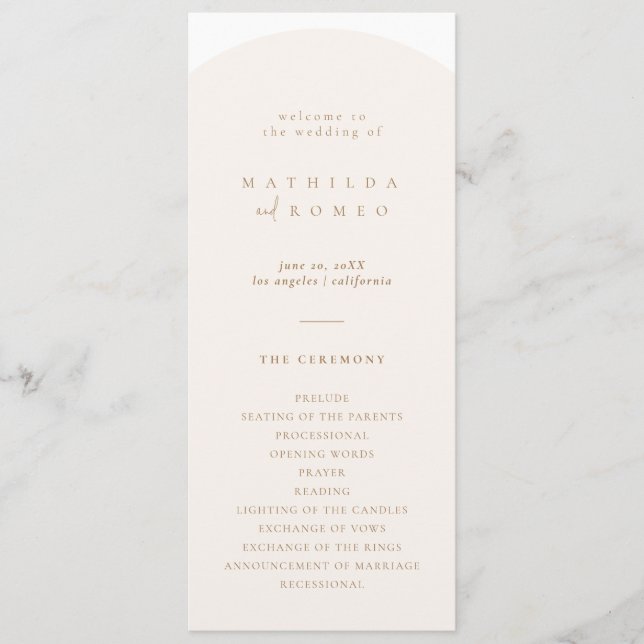 Modern Minimalist Arch Wedding Program  Programme (Front)